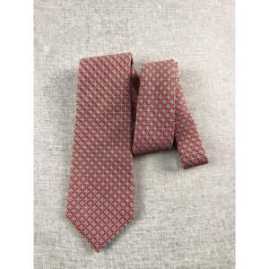 Kiton Napoli Ties Mens 58X3.5 Orange Geometric Silk Geometric Italy